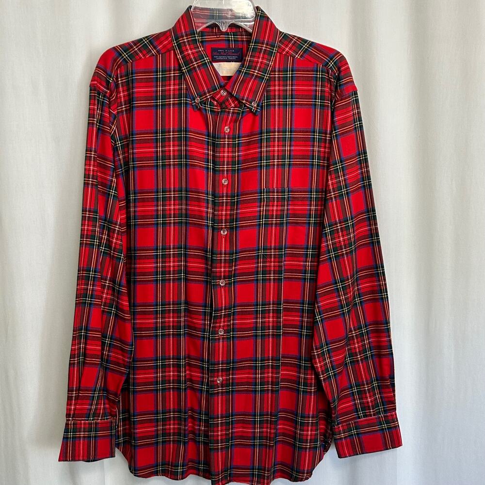 Glen Mac Flannel Royal Stewart Albert LTD Wool Cotton Tartan Plaid Shirt Size XL